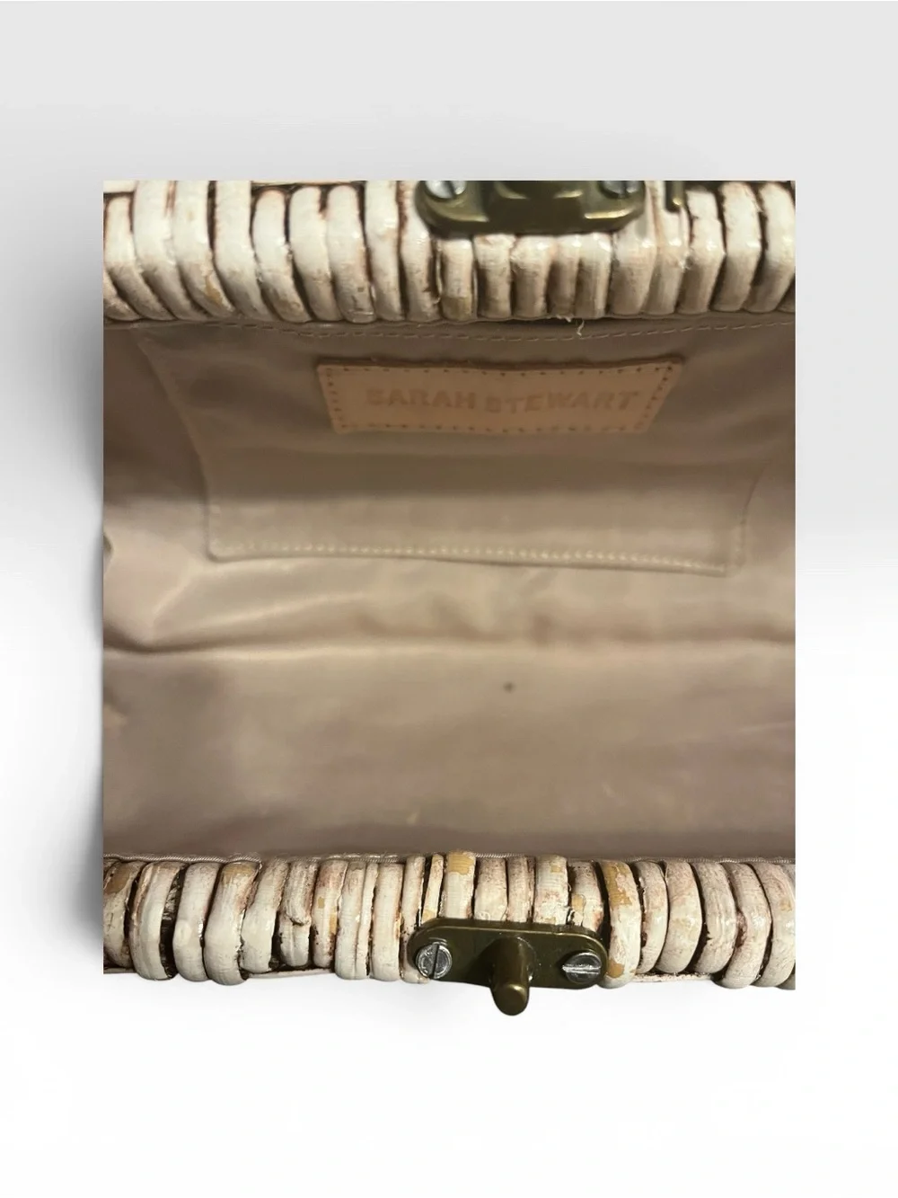 Sarah Stewart Woven Straw Envelope Clutch - natural beige sz M